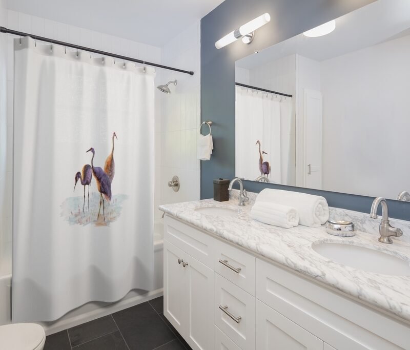 Alternative view of The Three Cranes Shower Curtains