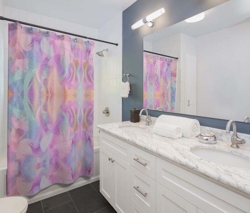 Alternative view of Colorful Feather Shower Curtains
