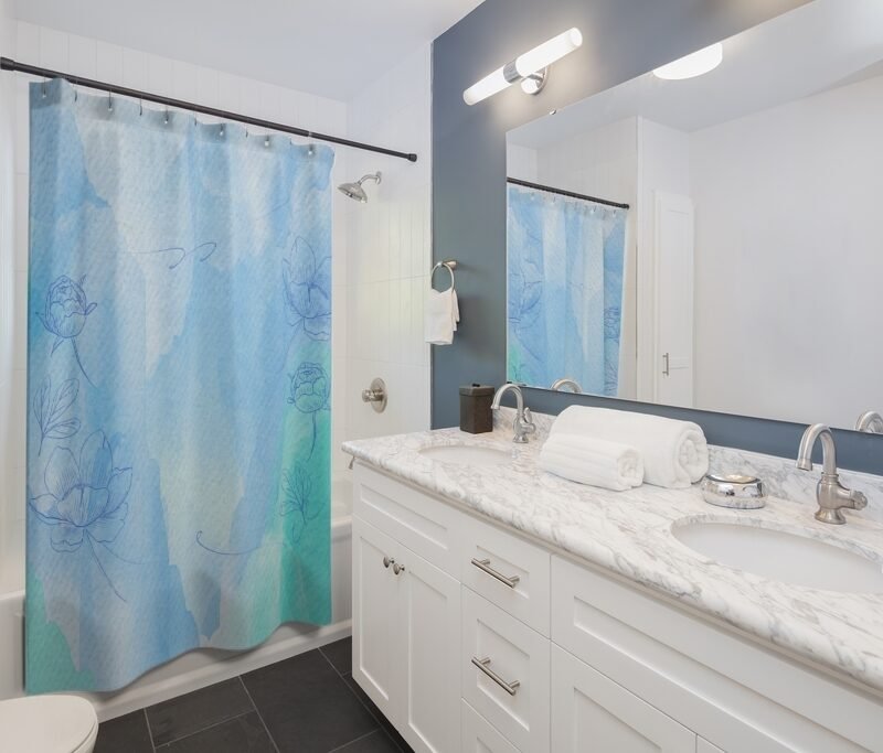 Alternative view of Powder Pastel Watercolor Shower Curtains