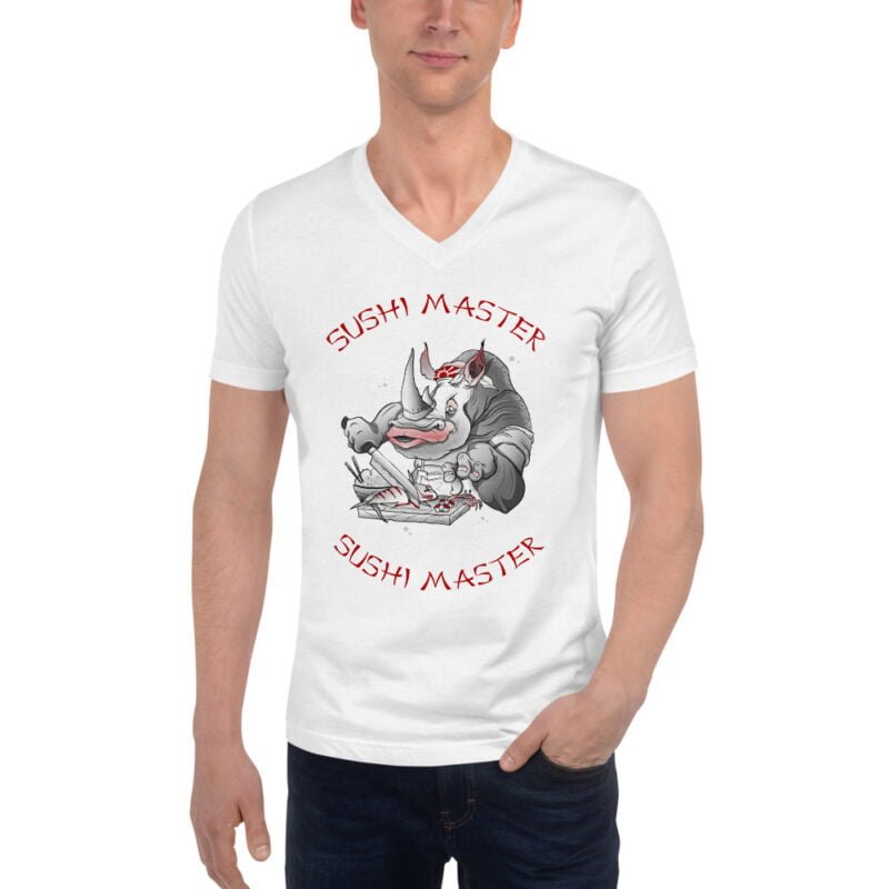 Cute Sushi Master V-Neck T-Shirt - Image 4